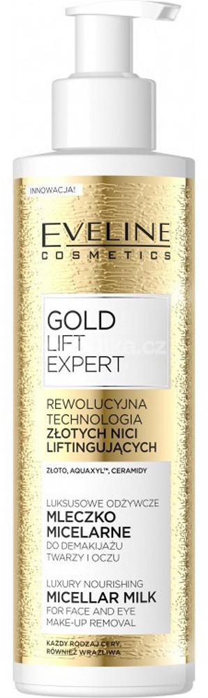 Молочко ексклюзивне живильне для демакіяжу Eveline Gold Lift Expert 200 мл (5901761976199), фото 1