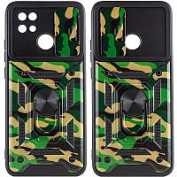 Ударопрочный чехол Camshield Serge Ring Camo для Xiaomi Redmi 9C / 10A TPU+PC, Кольцо-держатель, Зеленый / Army green