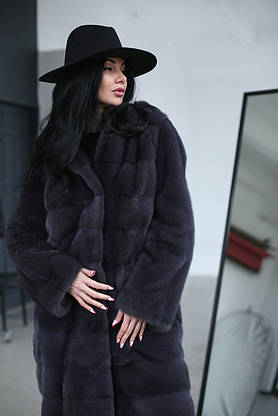 Шуба Норкова Kopenhagen Fur Поперечка Капюшон Графіт 54, фото 2