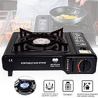 Газовая плита портативная "Рortable Gas Stove BDZ-155-A" 2в1 Черная, туристическая плитка походная (GA)