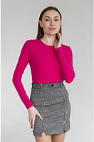 Жіночий лонгслів однотонний теплий GBI Малиновий розмір S (13071)