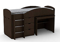 Двухъярусная кровать с выкатным столом Компанит Универсал венге z14-2024