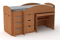 Двухъярусная кровать с выкатным столом Компанит Универсал ольха z14-2024
