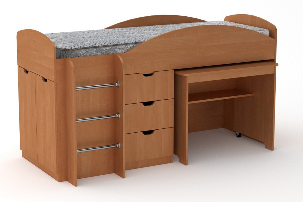 Двухъярусная кровать с выкатным столом Компанит Универсал ольха z14-2024 - фото 1 - id-p1717070900
