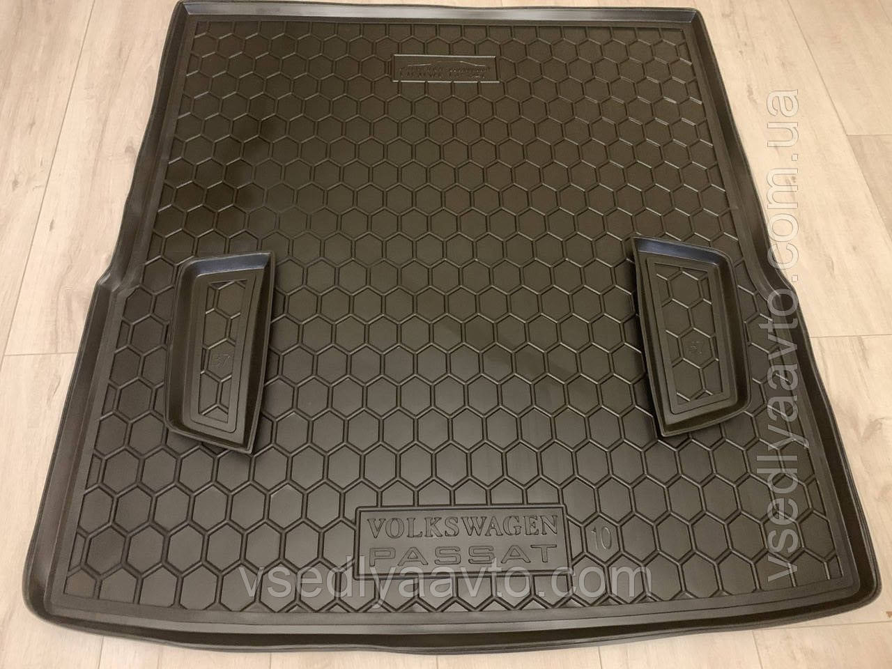 Килимок в багажник Volkswagen Passat B7 універсал (AVTO-GUMM) пластік+гума, фото 1