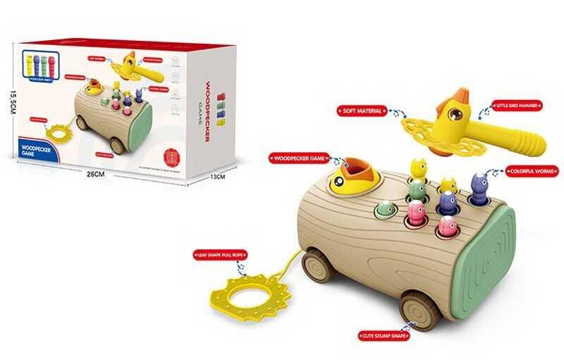 Магнітна гра стукітка XQS 2022 A "Нагодуй пташку", каталка, магнітна гра, у коробці, фото 1