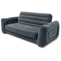 Надувной диван Intex 66552 - 3 203 х 224 х 66 см Флокированный диван трансформер 2 в 1 Серый z15-2024