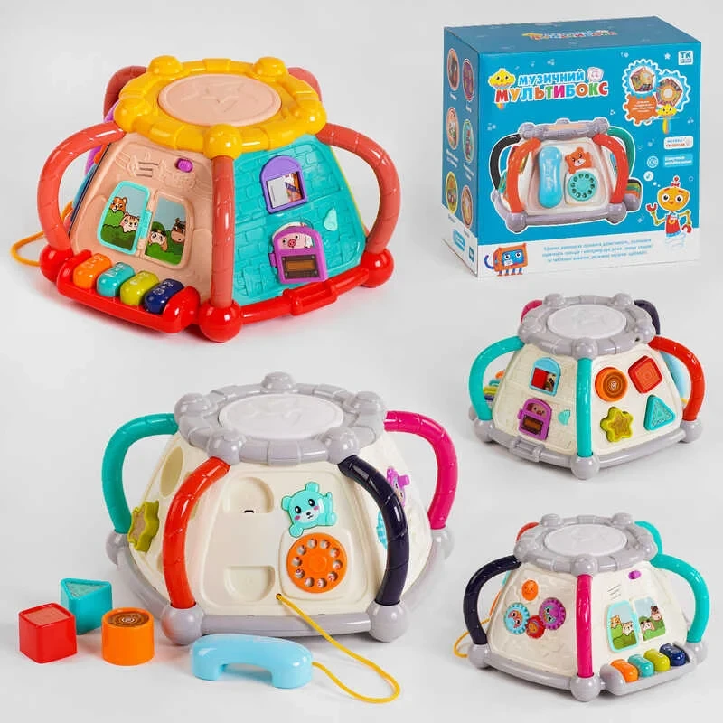 Музичний мультибокс 96338, Укр. озвуч, 2 кольори, 4 пісні, 4 казки, мелодії, сортер, музичний барабан, фото 1