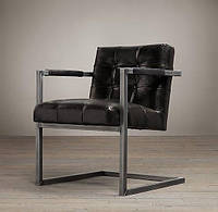 Мягкое кресло на металлическом каркасе JecksonLoft Босс Эко-кожа Черный 045 z14-2024