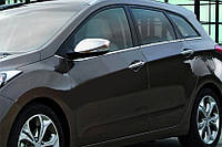 Накладки на зеркала с вырезом под поворот (2 шт, нерж) OmsaLine - Итальянская нержавейка для Hyundai Accent