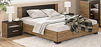 Кровать Мебель Сервис Вероника 140х200 с ламелями + 2 тумбочки Дуб април + Венге темный (203.6х146.4х85.2 см)
