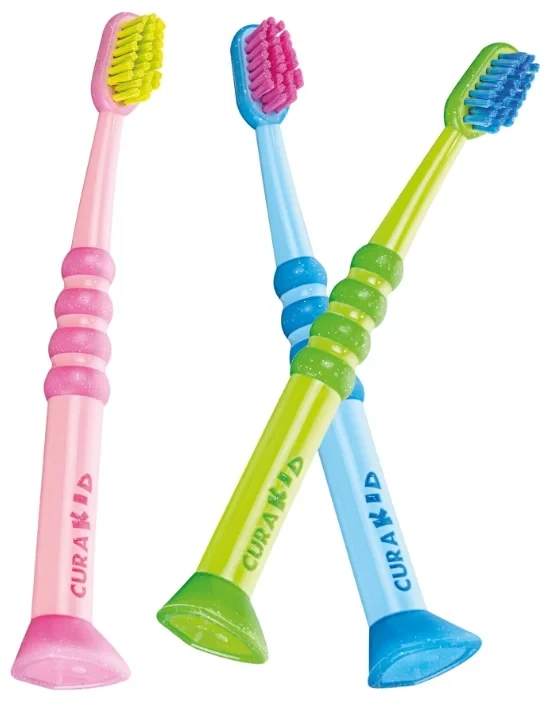 Зубна щітка Curaprox CURAKID CS Baby для дітей (0-4 років) прогумована ручка з присоскою