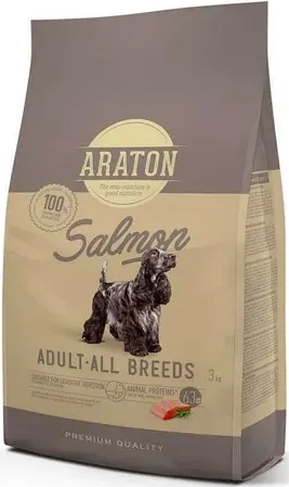 Повноцінний сухий корм із лососем для дорослих собак усіх порід ARATON SALMON Adult All Breds 3 кг