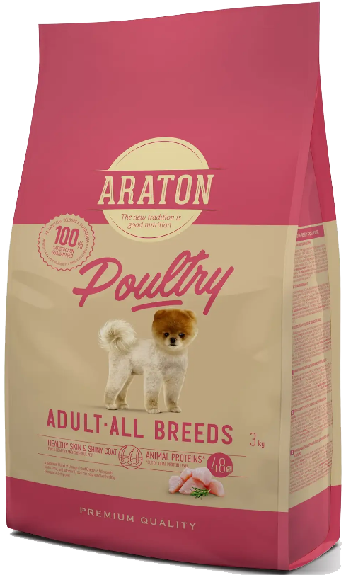 Повноцінний сухий корм для дорослих собак усіх порід ARATON POULTRY Adult All Breds 3 кг