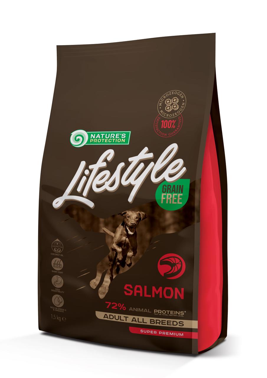 Сухий беззерновий корм із лососем для дорослих собак усіх порід Lifestyle Grain Free Salmon Adult All Breeds