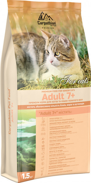 Carpathian Pet Food Adult 7+ Для котів і кішок похилого віку курка 1,5 кг