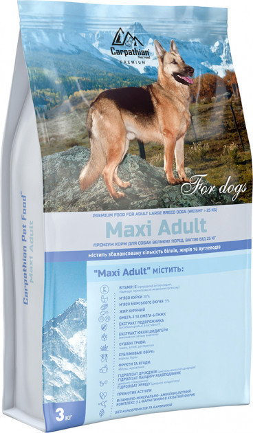 Carpathian Pet Food Maxi Adult Для дорослих собак великих порід вагою від 25 кг. 3кг