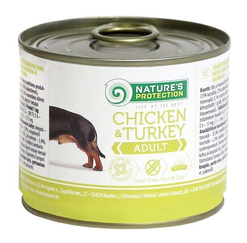 Вологий корм для дорослих собак усіх порід із куркою й індичкою Nature's Protection Adult Chicken&Turkey 200 г