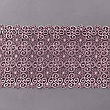 Ажурне мереживо, вишивка на сітці: рожева нитка по темно-коричневій сітці, ширина 21,5 см, фото 6