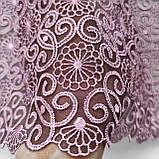 Ажурне мереживо, вишивка на сітці: рожева нитка по темно-коричневій сітці, ширина 21,5 см, фото 7
