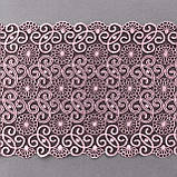 Ажурне мереживо, вишивка на сітці: рожева нитка по темно-коричневій сітці, ширина 21,5 см, фото 8