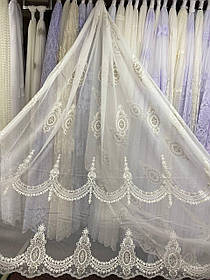 Тюль бамбук вишивка на шанілі заввишки 2,8 м айворі