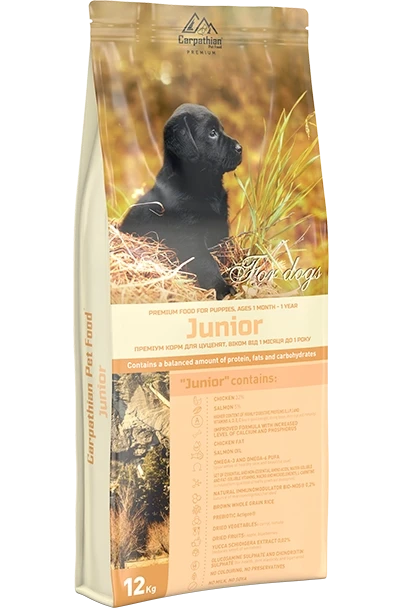 Carpathian Pet Food — Junior Для цуценят усіх порід віком від 1 місяця до 1 року 12 кг