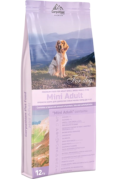 Carpathian Pet Food Mini Adult Сухий корм для дорослих собак малих порід вагою до 11 кг 12кг