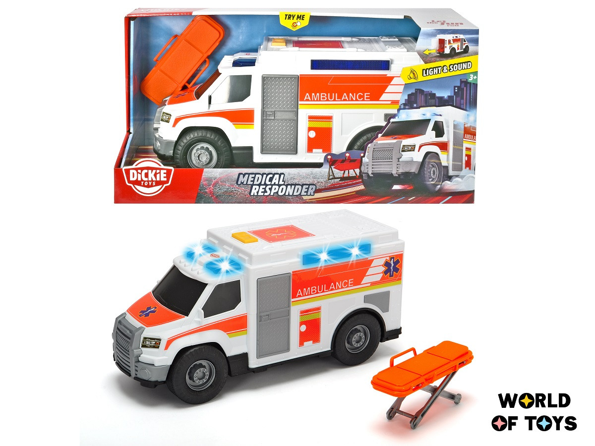 Машинка Dickie Toys Невідкладна допомога з ношами зі світловими та звуковими ефектами (3306002)