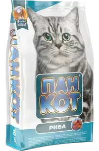 Пан Кот Рыба Сухой питательный корм для кошек с содержанием морской рыбы 10 кг
