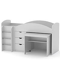 Двухъярусная кровать с выкатным столом Компанит Универсал альба (белый) z14-2024