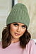 Стильна тепла жіноча шапка Paulina, фісташкова, фото 2