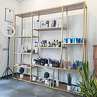 Стійка - стелаж для магазину косметики, салону краси золота