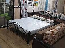 Металеве ліжко на дерев'яних ніжках Жозефіна Метал-дизайн, колір на вибір, фото 2