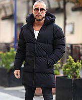 Мужская зимняя куртка черная с капюшоном S размер
