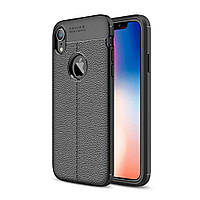 Защитный чехол Deexe Leather Cover для Apple iPhone XR - Black