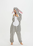 Пижама кигуруми для детей и взрослых серый заяц | кенгуруми|.Топ! .Хит!