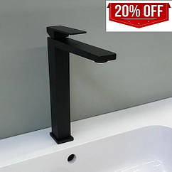 Високий чорний змішувач для умивальника Fiore Kube матовий 100NN8517 Італія