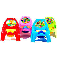 Горшок детский кресло с спинкой и крышкой, в ассортименте 4 цвета, яркие цвета и красочные рисунки