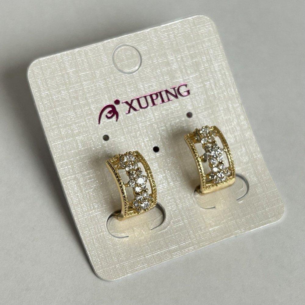Сережки Xuping Позолота 18К з білими стразами d-15х8мм + -