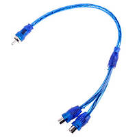Аудио кабель сплиттер переходник Alitek RCA M (папа) - 2xRCA F (мама), Blue