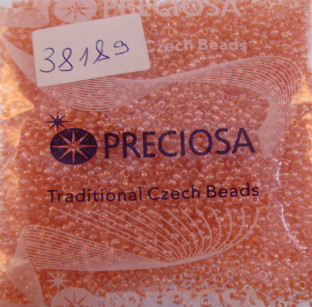 Бісер 10/0, колір — світло-жовтогарячий, No38189 (пач.50 грамів)