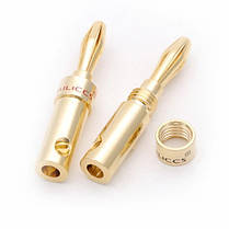 Штекери конектори типу Банан R Connector Banana Plug Slim Gold (комплект 2 шт.), фото 3