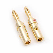 Штекери конектори типу Банан R Connector Banana Plug Slim Gold (комплект 2 шт.), фото 5