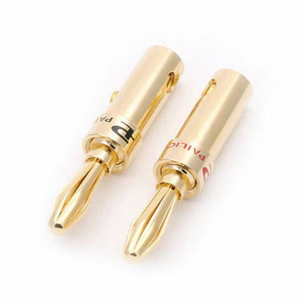 Штекери конектори типу Банан R Connector Banana Plug Slim Gold (комплект 2 шт.), фото 1