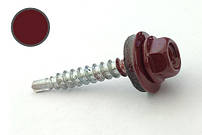 Саморіз покрівельний 4,8*35 DIN 7504K RAL 3005 по дереву (ящ. 1600шт) (колір - винно-червоний)