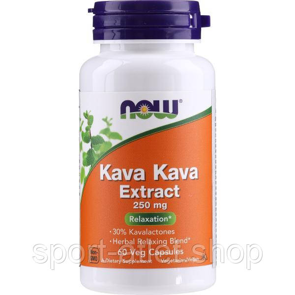 Натуральна добавка NOW Kava Kava Extract 250 mg, 60 вегакапсул, фото 1