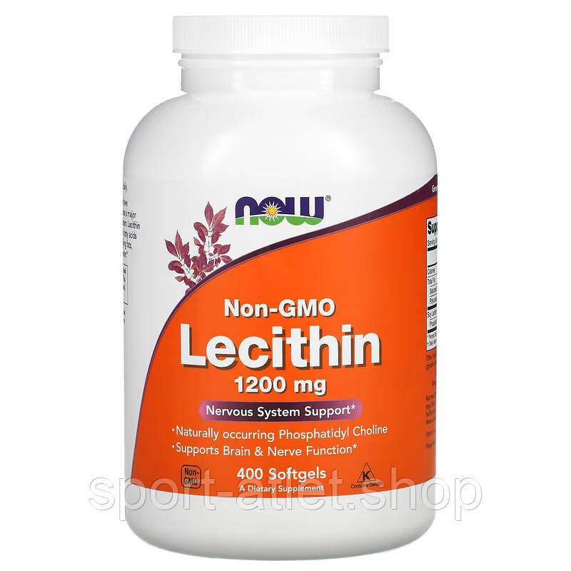 Натуральна добавка NOW Lecithin 1200 mg, 400 капсул, фото 1