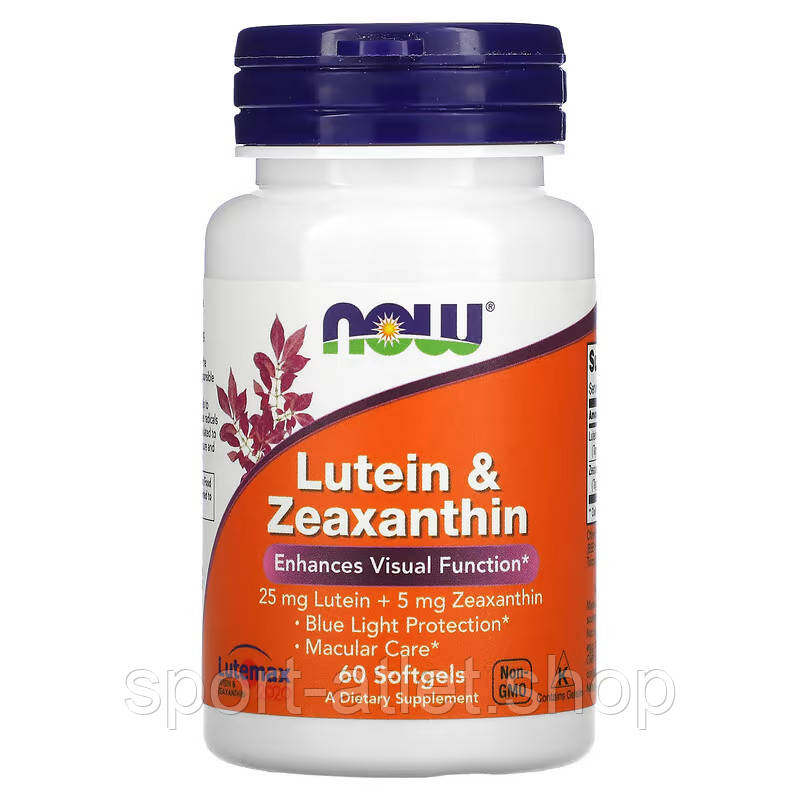 Натуральна добавка NOW Lutein & Zeaxanthin, 60 капсул, фото 1