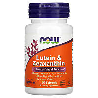 Натуральная добавка NOW Lutein & Zeaxanthin, 60 капсул